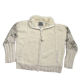Curio Cream Full Zip Womens Sweater Wool Blend Size Large